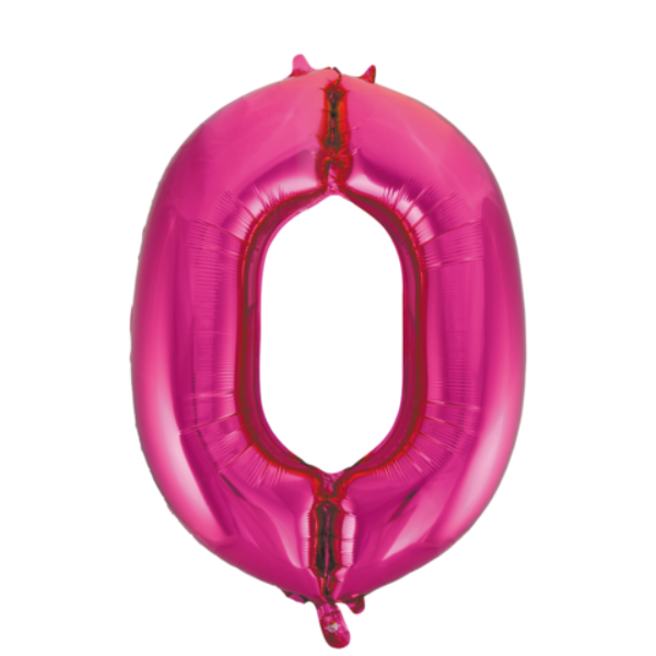 Cijferballon '0' Roze (86 cm)