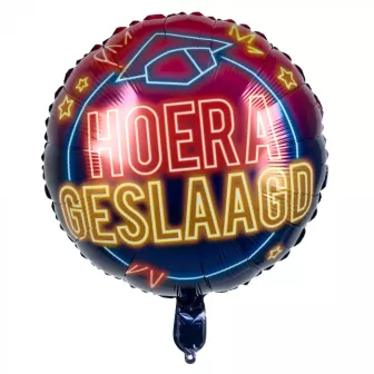 Folie ballon Hoera Geslaagd rond dubbelzijdig 45 cm