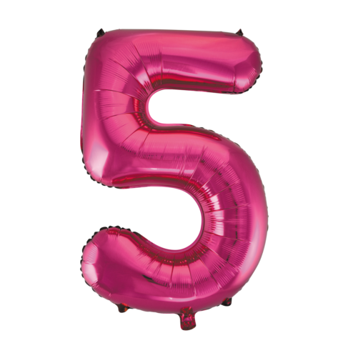 Cijferballon '5' Roze (86 cm)