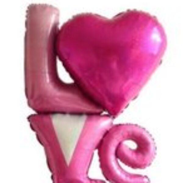 Folie ballon 'love you met hart' Roze (91*81 cm)