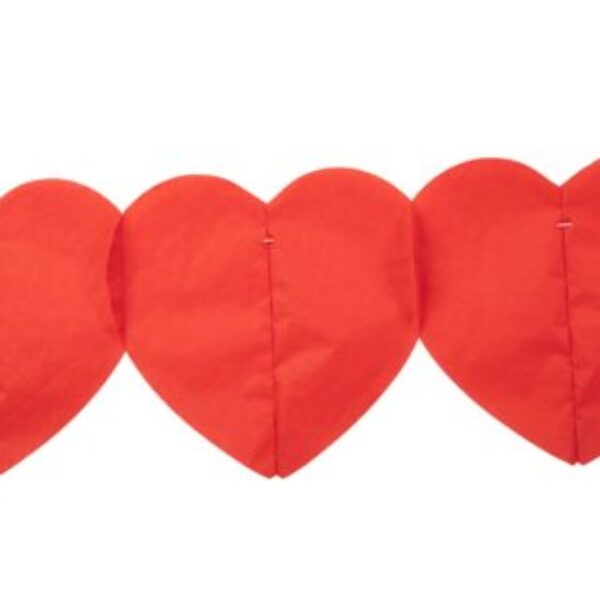 Papieren slinger hartjes rood 6 m