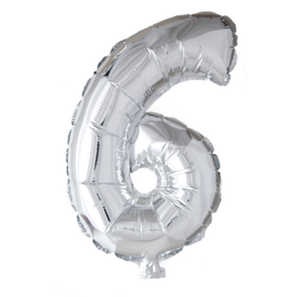 Cijferballon '6' Zilver (41cm)