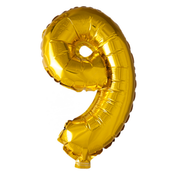 Cijferballon '9' Goud (100cm)