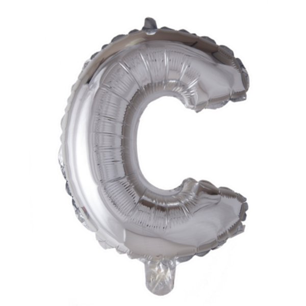 Letterballon 'C' Zilver (41cm)