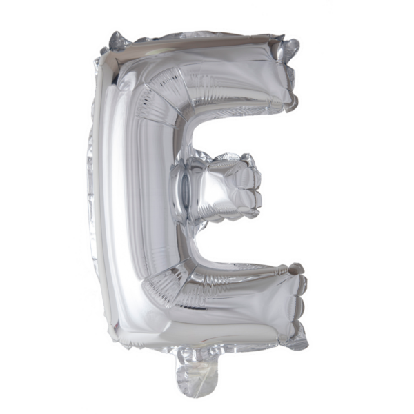 Letterballon 'E' Zilver (41cm)