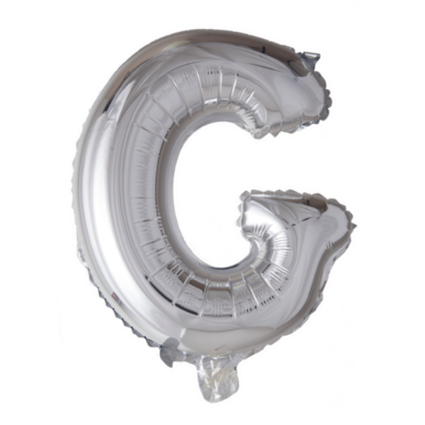 Letterballon 'G' Zilver (41cm)
