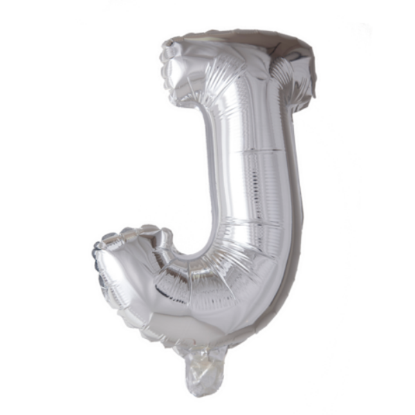 Letterballon 'J' Zilver (41cm)