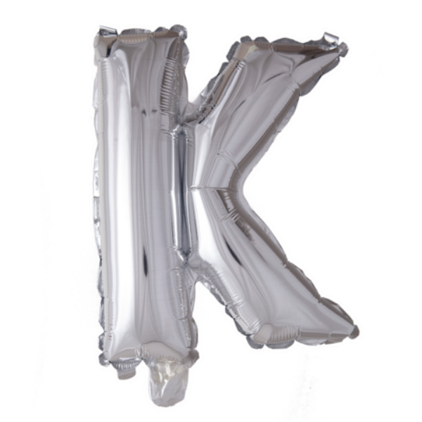 Letterballon 'K' Zilver (41cm)