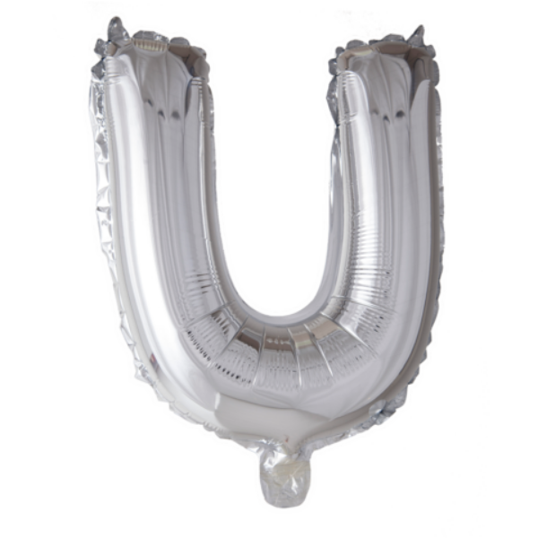 Letter ballon 'U' Zilver (100cm)