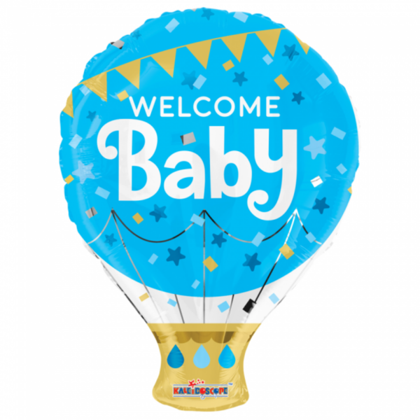 Folieballon 'Luchtballon Welcome Baby blauw' (46 cm)